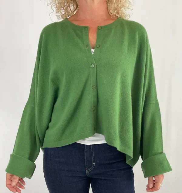 Caroline Crew Cardigan leaf green