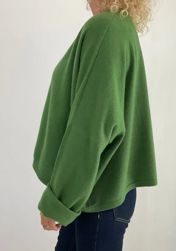 Caroline Crew Cardigan leaf green