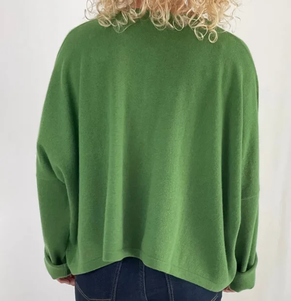 Caroline Crew Cardigan leaf green