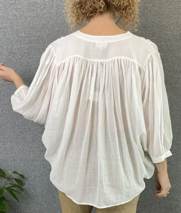 Diega Blouse Celeste white