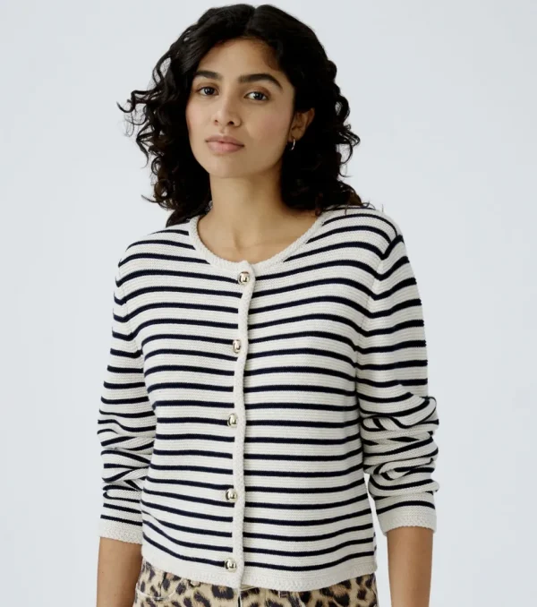 Oui Cardigan white blue