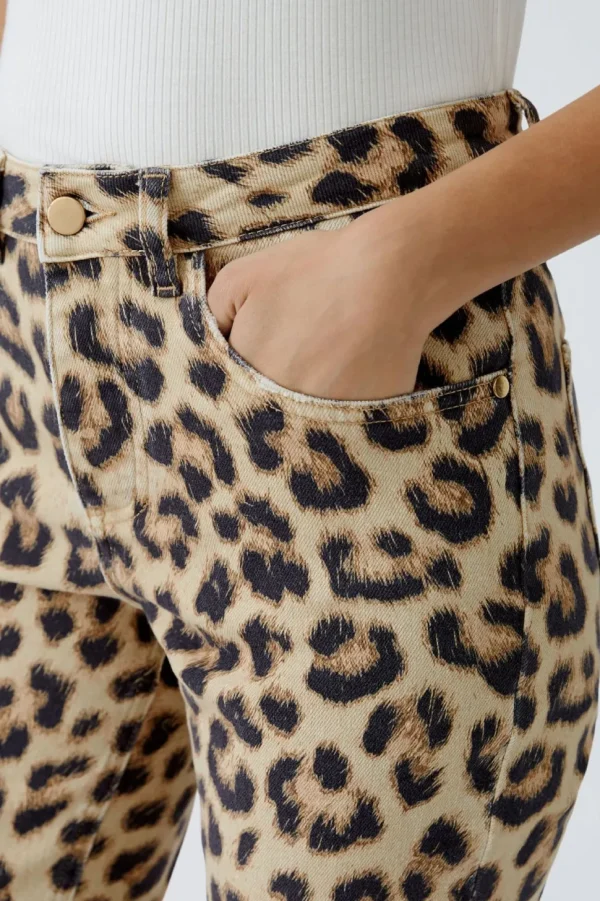 Oui Jeans Cropped leopard