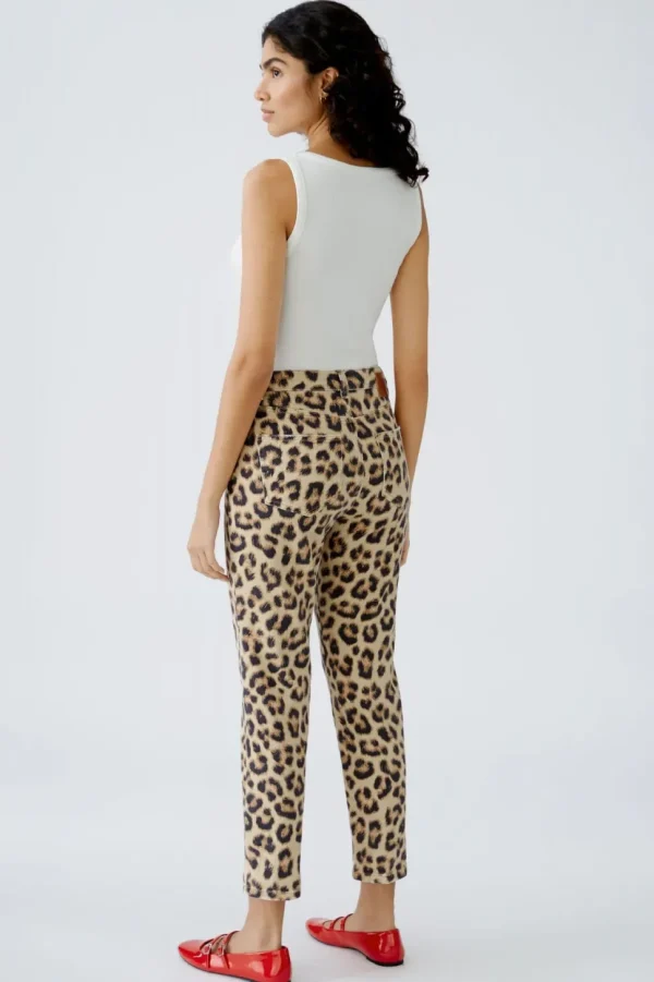 Oui Jeans Cropped leopard
