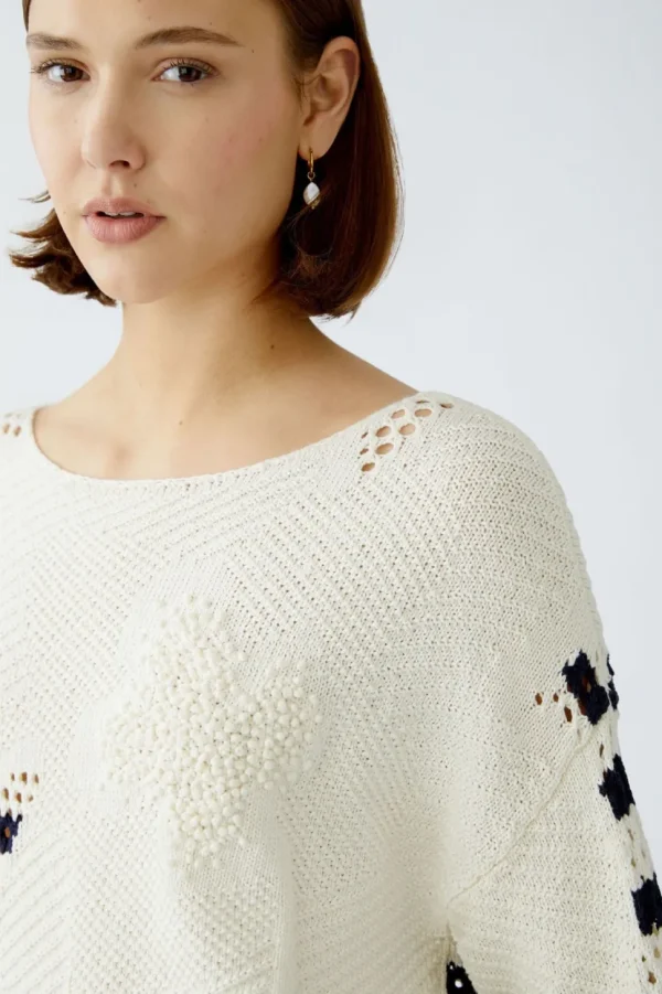Oui Jumper white blue