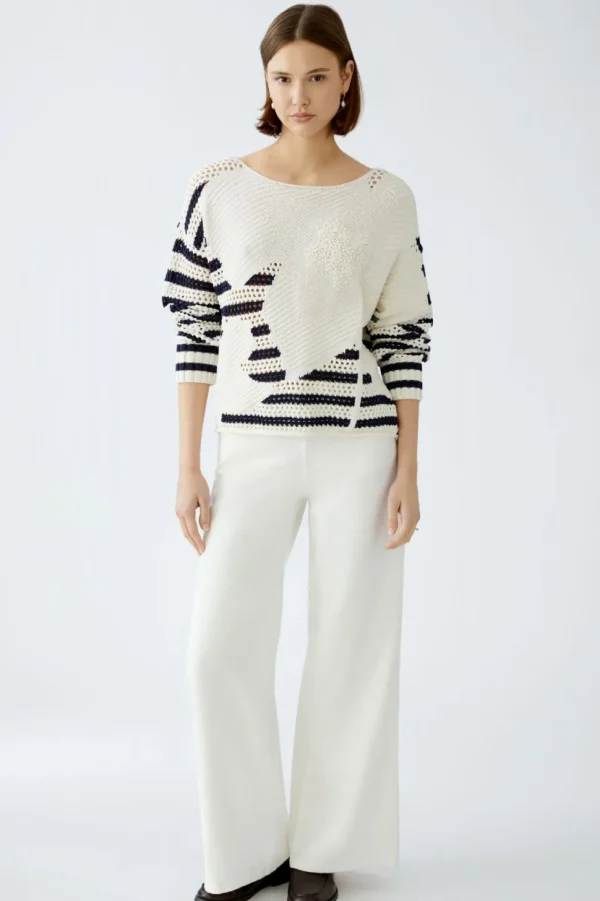 Oui Jumper white blue