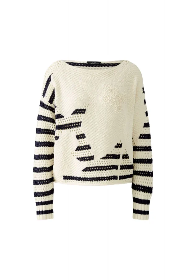 Oui Jumper white blue