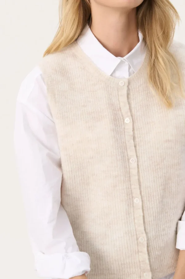 Part Two Knitted Waistcoat birch melange