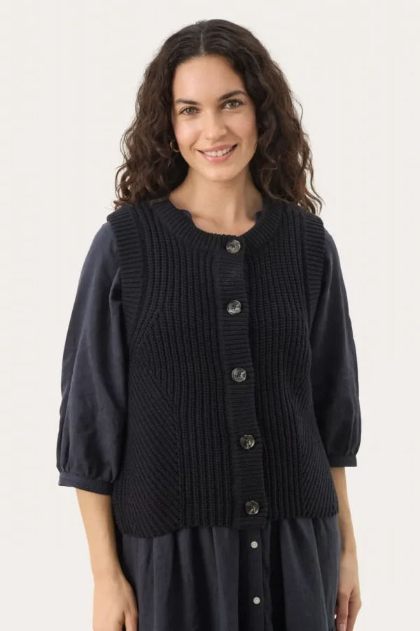 Part Two Knitted Waistcoat Noemie dark navy