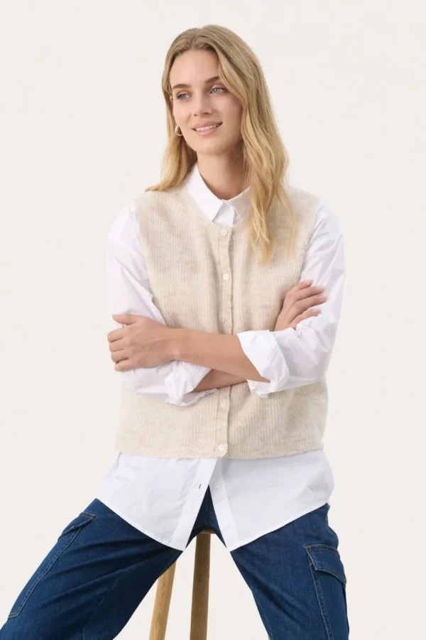 Part Two Knitted Waistcoat birch melange