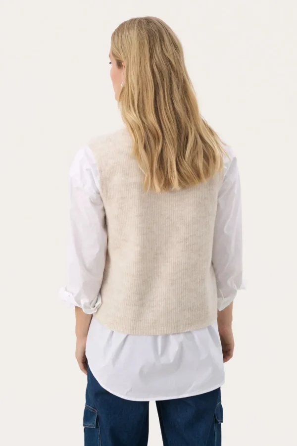 Part Two Knitted Waistcoat birch melange
